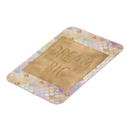 Gold Aqua Glitter Dream Paarse Mermaid Magneet (Linkerzijde)