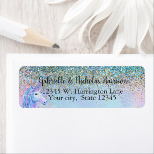 Gold Aqua Glitter Paars White Unicorn Sparkle Etiket