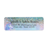 Gold Aqua Glitter Paars White Unicorn Sparkle Etiket (Voorkant)