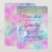 Gold Aqua Glitter Paars White Unicorn Sparkle Kaart (Voorkant / Achterkant)
