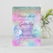 Gold Aqua Glitter Paars White Unicorn Sparkle Kaart (Staand voorkant)