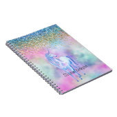 Gold Aqua Glitter Paarse Unicorn Sparkle Notitieboek (Rechterzijde)