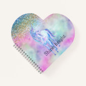 Gold Aqua Glitter Paarse Unicorn Sparkle Notitieboek (Voorkant)