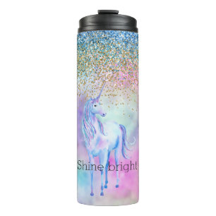 Gold Aqua Glitter Paarse Unicorn Sparkle Thermosbeker