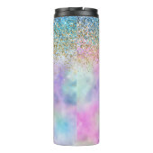 Gold Aqua Glitter Paarse Unicorn Sparkle Thermosbeker (Achterkant)