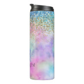 Gold Aqua Glitter Paarse Unicorn Sparkle Thermosbeker (Geroteerd rechts)