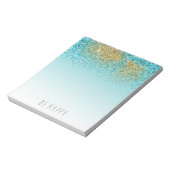 Gold Aqua Glitter Sparkle Notitieblok (Linkerzijde)