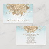 *~* Gold Aqua Glitter Yoga Spirituele Reiki Mandal Visitekaartje (Voorkant / Achterkant)