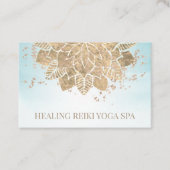 *~* Gold Aqua Glitter Yoga Spirituele Reiki Mandal Visitekaartje (Voorkant)