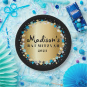 GOLD Aqua Gold Stars Bar Bat Mitzvah Bord (Feest)