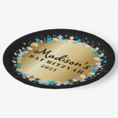 GOLD Aqua Gold Stars Bar Bat Mitzvah Bord (Gekanteld)