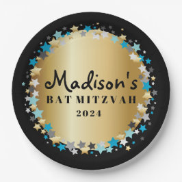 GOLD Aqua Gold Stars Bar Bat Mitzvah Bord
