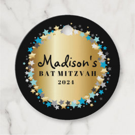 GOLD Aqua Gold Stars Bar Bat Mitzvah Uitnodiging Bedankjes Labels