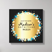GOLD Aqua Gold Stars Bat Mitzvah Canvas Afdruk (Voorkant)