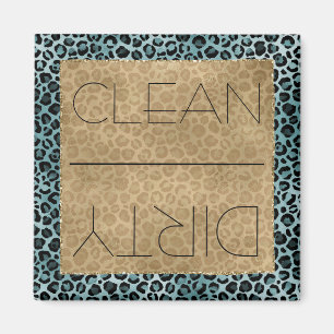 Gold Aqua Leopard Print Magneet