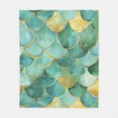 Gold Aqua Mermaid Scale Waterverf Pattern Fleece Deken (Voorkant)