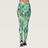 Gold Aqua Mermaid Scale Waterverf Pattern Leggings (Achterkant)