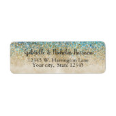 Gold Aqua Paars Glitter Sparkle Etiket (Voorkant)