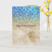 Gold Aqua Paars Glitter Sparkle Kaart (Gele Bloem)