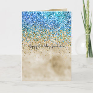 Gold Aqua Paars Glitter Sparkle Kaart