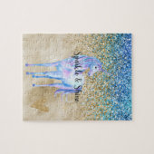 Gold Aqua Paars Glitter Sparkle Legpuzzel (Horizontaal)