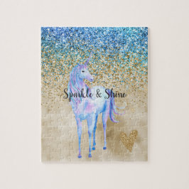 Gold Aqua Paars Glitter Sparkle Legpuzzel