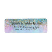 Gold Aqua Paars Glitter Unicorn Sparkle Etiket (Voorkant)