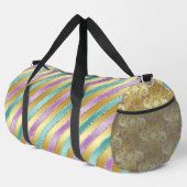 GOLD AQUA & PAARSE SATIJNEN STREEP LOOK PATROON PLUNJEZAK (Rechterhoek)