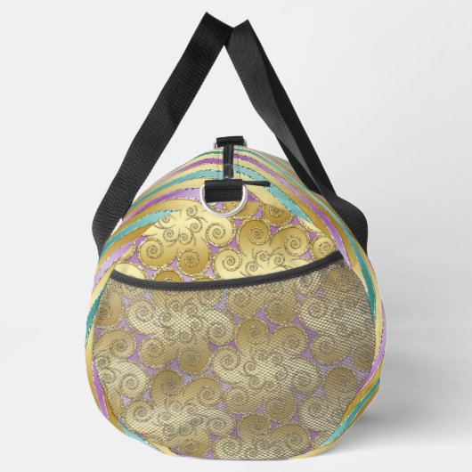 GOLD AQUA & PAARSE SATIJNEN STREEP LOOK PATROON PLUNJEZAK (Rechts)