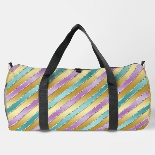 GOLD AQUA & PAARSE SATIJNEN STREEP LOOK PATROON PLUNJEZAK (Achterkant)