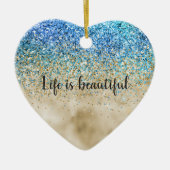 Gold Aqua Purple Glitter Sparkle Keramisch Ornament (Voorkant)