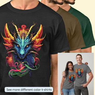 Gold Aqua Red Dragon T-shirt