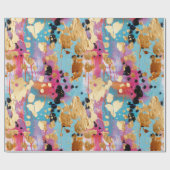 Gold Aqua Roze Abstract Luipaard Cadeaupapier (Vlak)