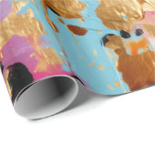 Gold Aqua Roze Abstract Luipaard Cadeaupapier (Rol Hoek)