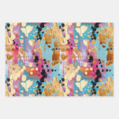 Gold Aqua Roze Abstract Luipaard Inpakpapier Vel (Voorkant)