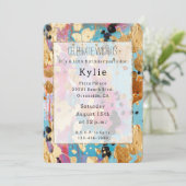 Gold Aqua Roze Abstract Luipaard Kaart (Staand voorkant)