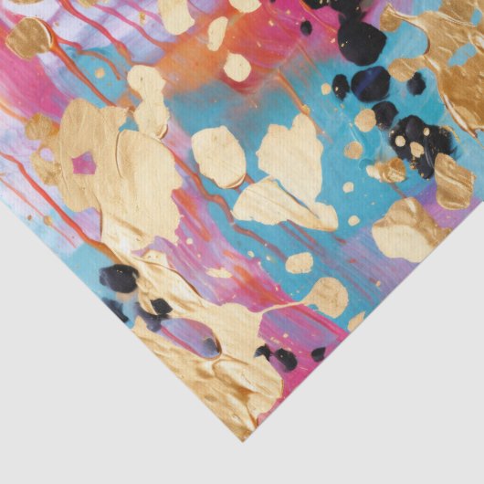 Gold Aqua Roze Abstract Luipaard Tissuepapier (Detail)