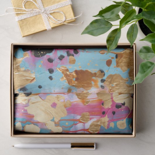 Gold Aqua Roze Abstract Luipaard Tissuepapier (Geschenk)