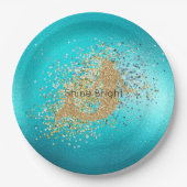 Gold Aqua Turquoise Glitter Sparkle Mermaid Papieren Bordje (Voorkant)