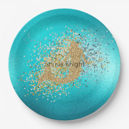 Gold Aqua Turquoise Glitter Sparkle Mermaid Papieren Bordje