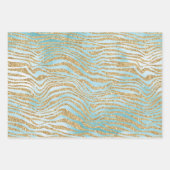 Gold Aqua White Ombre Zebra Leopard Inpakpapier Vel (Voorkant 2)
