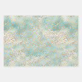 Gold Aqua White Ombre Zebra Leopard Inpakpapier Vel (Voorkant)