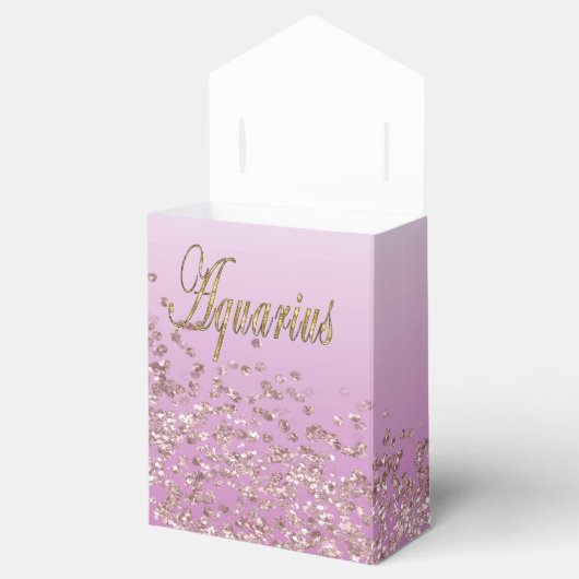 Gold Aquarius & Roos Gold Glitter Verjaardag Bedankdoosjes (Geopend)