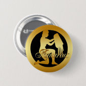 GOLD AQUARIUS ZODIAC SIGN RONDE BUTTON 5,7 CM (Voorkant /achterkant)