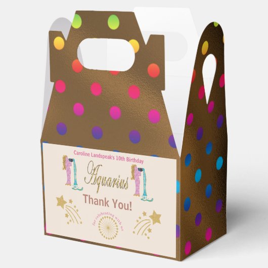 Gold Aquarius Zodiac veelkleurige confetti Bedankdoosjes (Geopend)