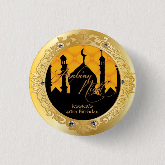 Gold Arabian Nights Party, 1-inch Button (Voorkant)