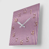 Gold Arabic Number Purple Stripes Vierkante Klok (Hoek)