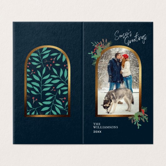 Gold Arch - aangepaste foto's kerstmis Kaart (Buitenkant ongevouwen)