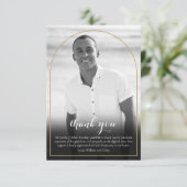 Gold Arch Black en White Photo Funeral Bedankkaart (Staand voorkant)