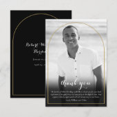 Gold Arch Black en White Photo Funeral Bedankkaart (Voorkant / Achterkant)